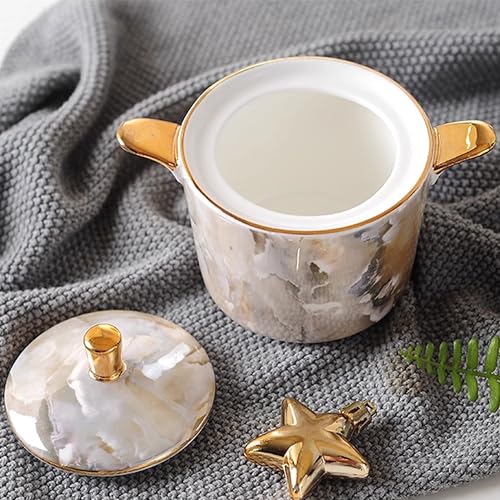 Marble Pattern Porcelain Tea Set with Gold Accents