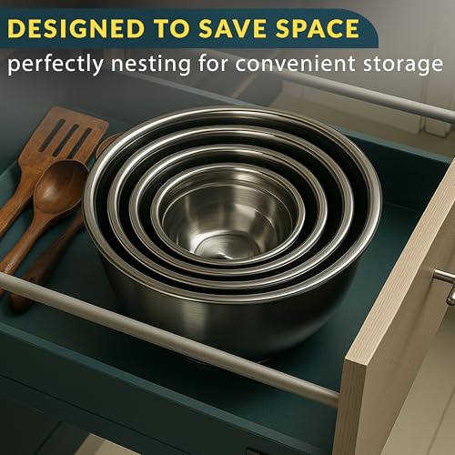 Stainless Steel Mixing Bowls with Lids Set of 5 (5 Count)