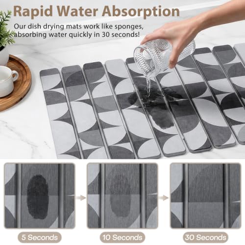 Large Stone Dish Drying Mat for Kitchen Counter (2 Count)