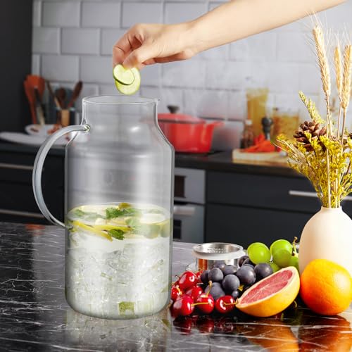 1 Gallon Glass Pitcher with Lid and Handle