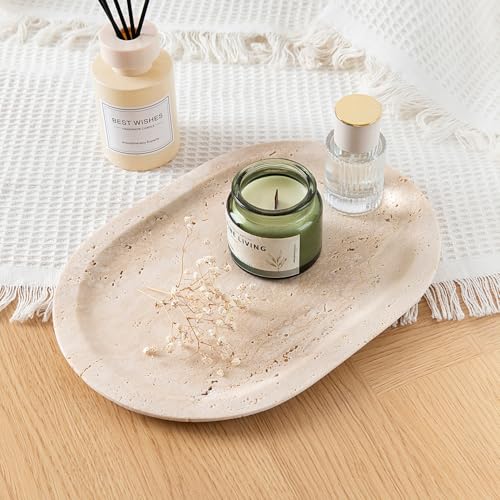 Natural Marble Decorative Tray Bathroom Counter Perfume Organizer Vanity Tray for Home Decor