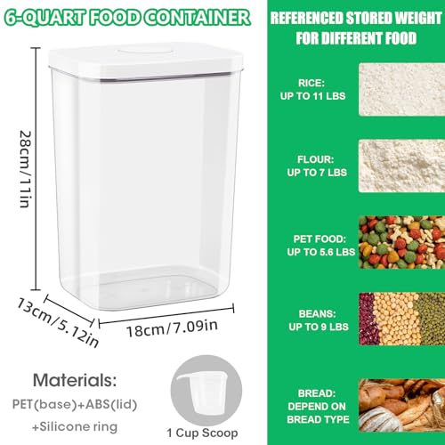 6 Qt Flour Sugar Storage Containers with Pop