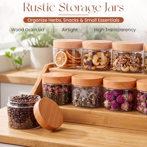 4 Pcs Plastic Jars Wide Mouth with Lids (4 Count)