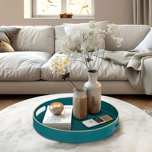 13" Teal Decorative Tray