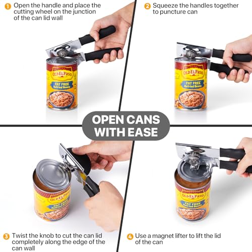 Heavy Duty Hand Can Opener with Comfortable Grip for Seniors