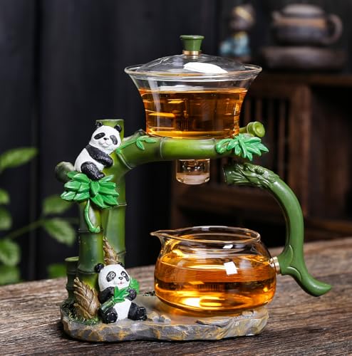 Magnetic TeaPot Automatic Drip Glass Teapots Lazy Kungfu Tea Infuser Panda Heat