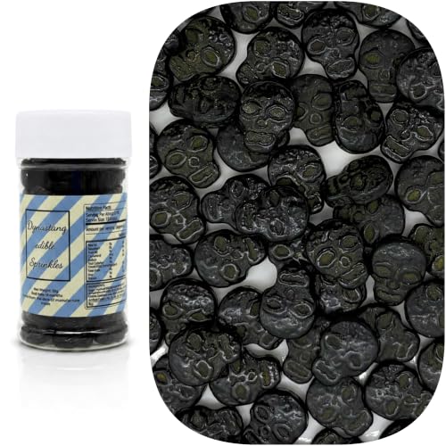 Black Skulls Sprinkles Halloween Edible Skull Cake Decoration Cupcake Toppers Cookie Perfect for Cakes