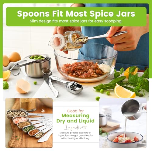 Stainless Steel Measuring Cups and Spoons Set of 14 w (14 Count)