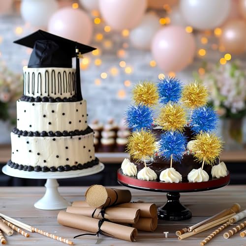 100 Pcs Foil Firework Cupcake Toppers Sparkle Tinsel Cake Toppers Cake Decoration Cocktail Fruit Toothpick for Birthday Wedding Graduation Party