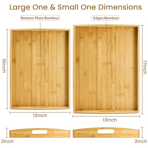 Bamboo Serving Tray with Handles (2 Count)