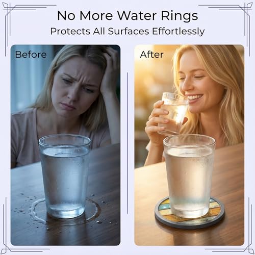 Absorbent Coasters for Drinks with Holder (7 Count)