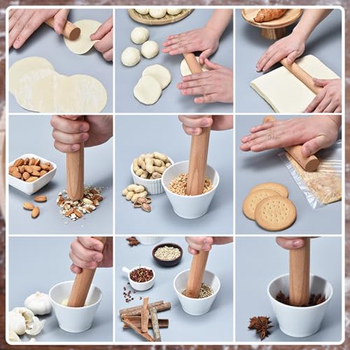 50 Pieces Small Rolling Pin Wood Mini Dumpling Dough Roller (50 Count)