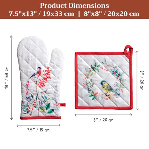 100% Cotton Oven Mitt & Pot Holder Set