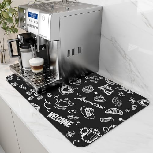 Coffee Mat Hide Stain Rubber Backed Absorbent Dish Drying Mat for Kitchen Counter