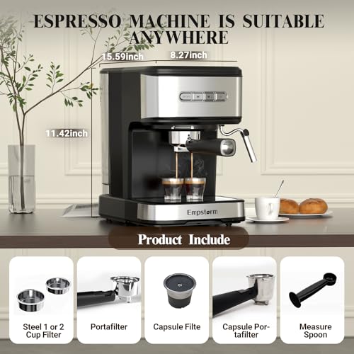 20 Bar Espresso Machine with Milk Frother Steam