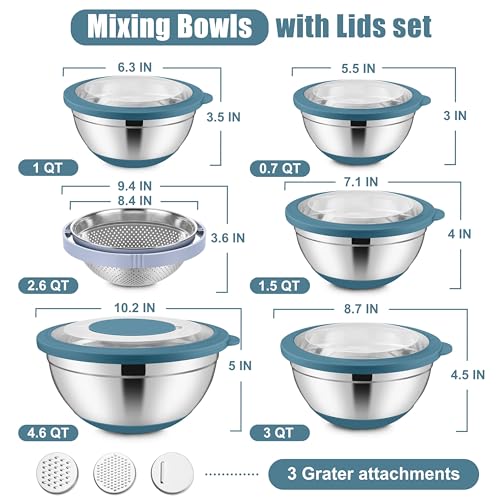 Stainless Steel Mixing Bowls with Lids & Colander (6 Count)