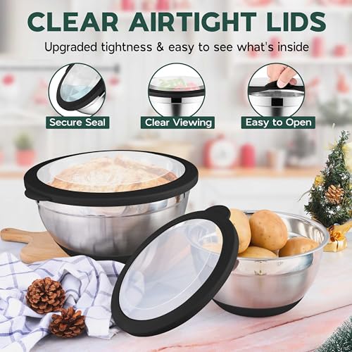 Mixing Bowls with Lids Set of 6 for Kitchen (9 Count)