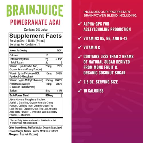 Pomegranate Acai Nootropic Supplement Shot (30 Fl Oz)