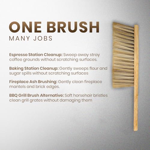 11 in Counter Brush Wood Handle Horsehair Bristle Cleaning Brush