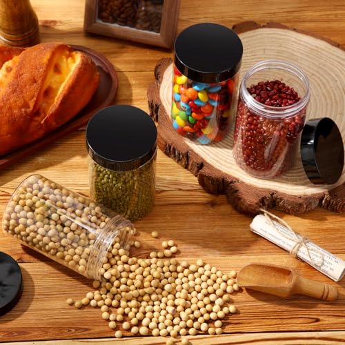 4 Pcs Plastic Jars Wide Mouth with Lids (4 Count)