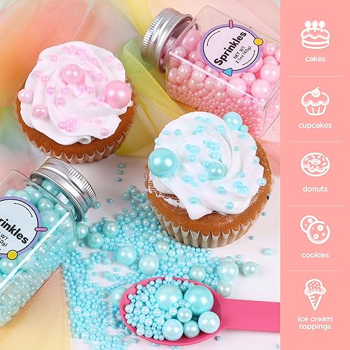 Edible Pink and Blue Sprinkles for Cake Decorating (4.2 Ounce)