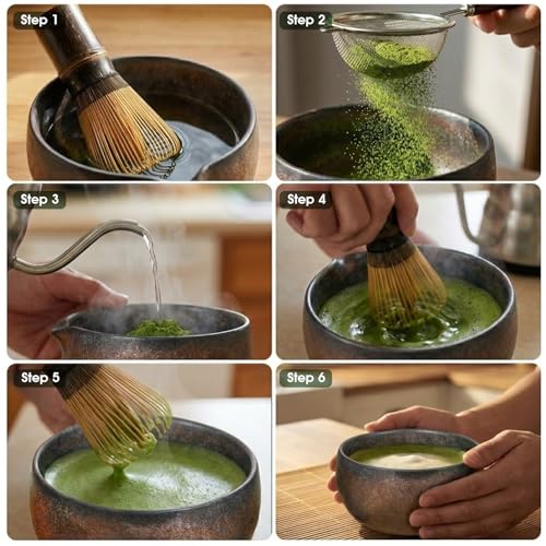 Matcha Set, 5-Piece Matcha Whisk Set with Bowl & 100-Prong Whisk (5 Count)