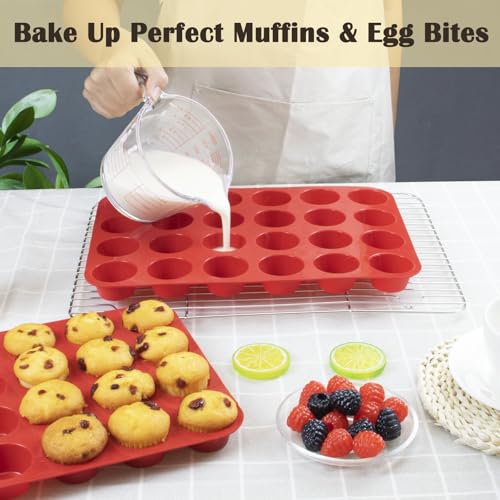 24 Cups Silicone Mini Muffin Pan Set (2 Count)