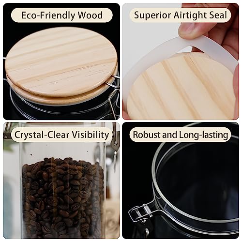 Glass Coffee Canister Set with Shelf & Spoons
