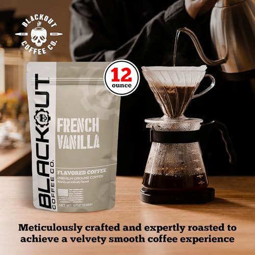 Blackout Coffee French Vanilla Flavored Ground Coffee (12 Ounce)