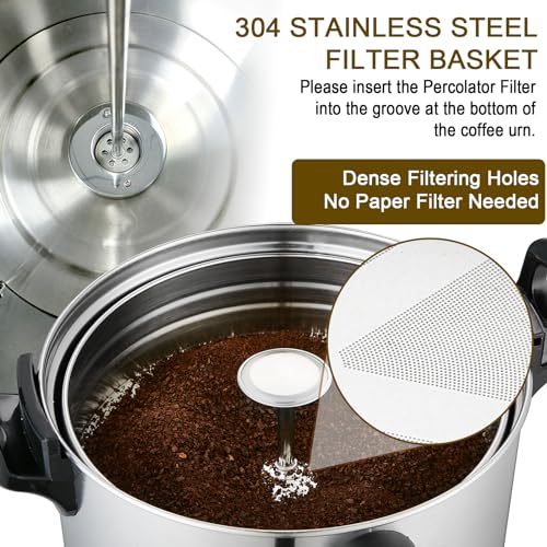 Commercial Coffee Maker 100 Cup Large Coffee Urn 4 Gallon 16L Industrial Coffee Dispenser 1300W Quick Brew Dual Wall Stainless Steel Hot Water Urn & Tea Maker for Catering