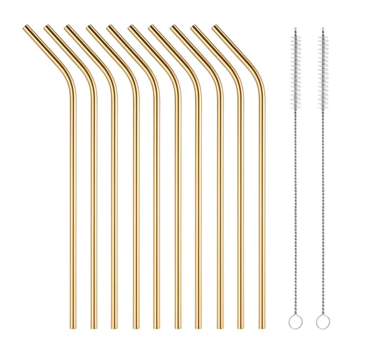 10 Pcs Stainless Steel Straws (10 Count)