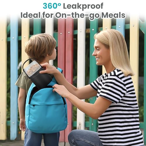 2-in-1 Insulated Food Jar with a Snack Container - 15oz Kids Soup Thermos for Hot Food with Handle and Spoon, Leak Proof Bento Lunch Box Kids, Perfect for School & Travel