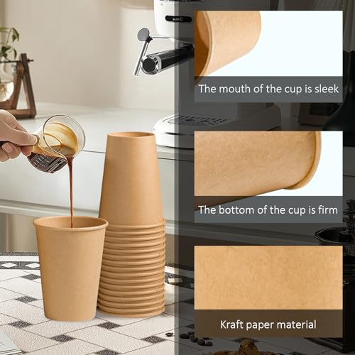 180 Pack 12 oz Coffee Cups Brown Kraft Disposable Hot Paper Cups (180 Count)