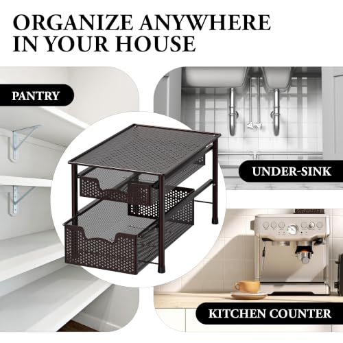 Stackable 2 Tier Sliding Basket Organizer Drawer