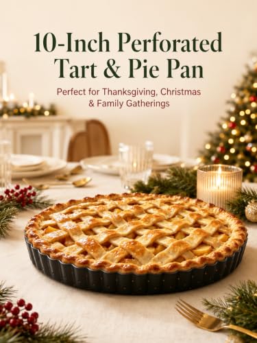 10 Inch Perforated Quiche Pan for Crispy Crust. Removable Bottom