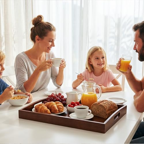Bamboo Serving Tray with Handles (2 Count)