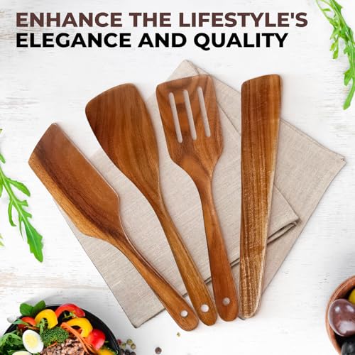Premium Teak Wood Spatula Set