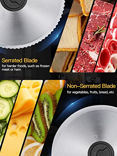 Meat Slicer 200W Electric Food Slicer with 2 Removable 7.5" Blades