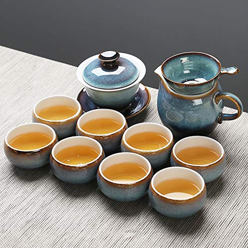Tea Set Personality Tea Set Red Glaze Black Handle Oblique Teapot Oblique Teacup 10 Ceramic Tea Set Gift Box