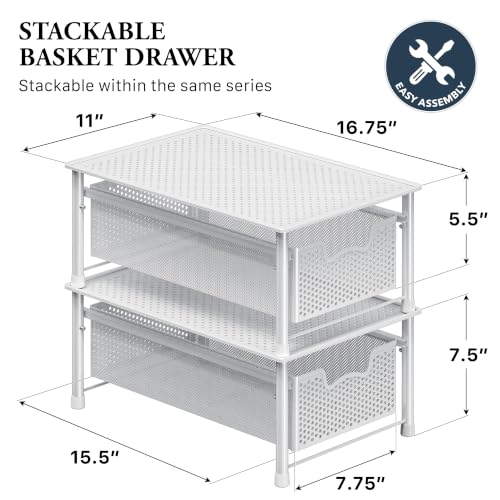 Stackable Cabinet Basket Drawer Organizer
