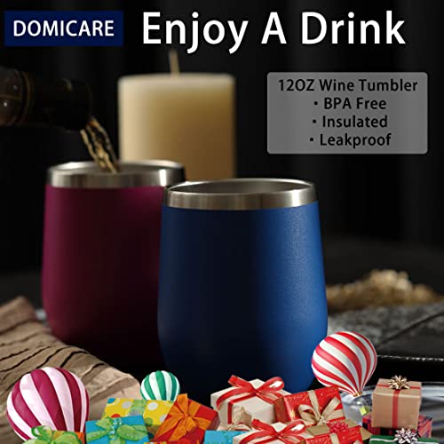 Stainless Steel Wine Tumbler Bulk with Lid (8 Count)