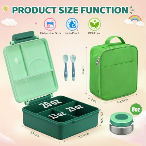 Bento Lunch Box for Kids with 8oz Soup Thermo&Lunch Bag