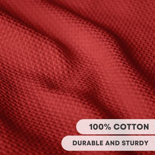 100% Cotton Dark Red Waffle Weave Kitchen Dish Cloths (6 Count)