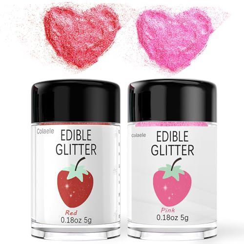 Red Pink Edible Glitter Glimmer Powder for Cakes Drinks