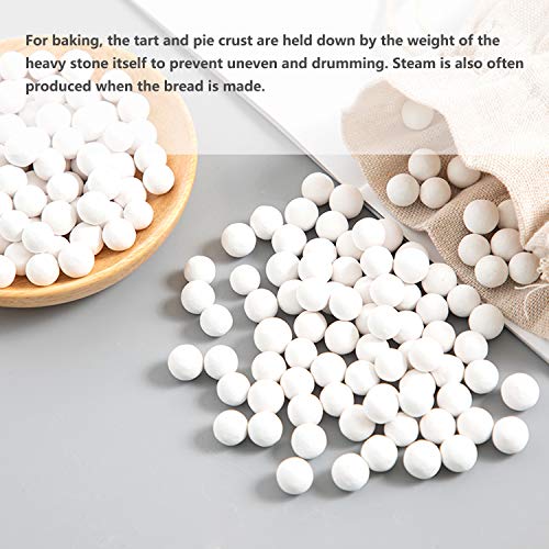 2.2Lb Ceramic Pie Weights Baking Beans Pie Crust Reusable 10mm Weights Natural Ceramic Stoneware with Wheat Straw Container