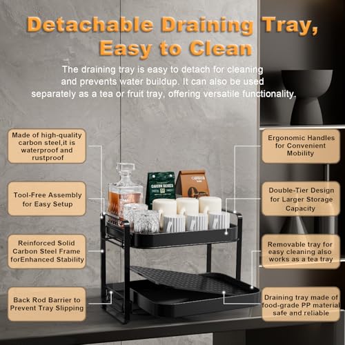 2 Tier Cup Drying Rack & Coffee Bar Accessories with Drying Tray