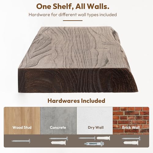 Wood Floating Shelves Live Edge 55” Set of 1