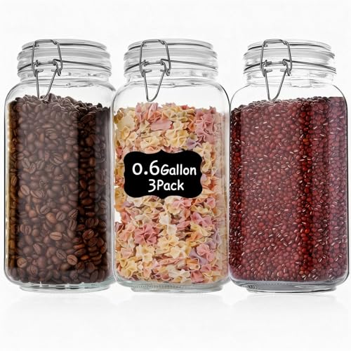 78oz Glass Food Storage Jars with Airtight Clamp Lids (3 Count)