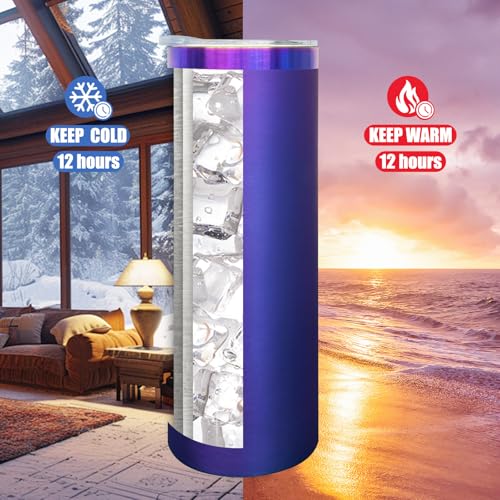 20 oz Skinny Tumblers Bulk with Lids and Straws Blue