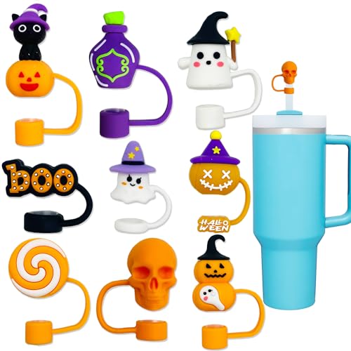 9PCS 3D Halloween Straw Toppers for Stanley Cup (9 Count)